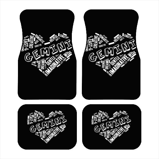 Gemini Heart Word Cloud Doodle Astrology Zodiac St Car Mats