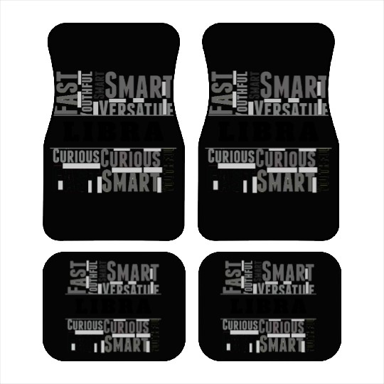 Libra Zodiac Star Sign Word Cloud Square Monochrom Car Mats