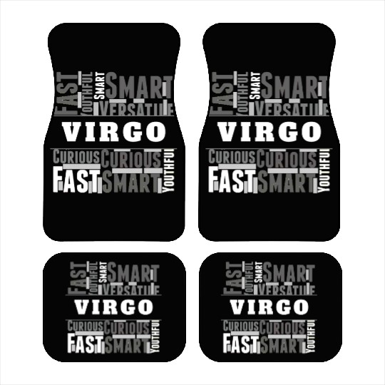 Virgo Zodiac Star Sign Word Cloud Square Monochrom Car Mats