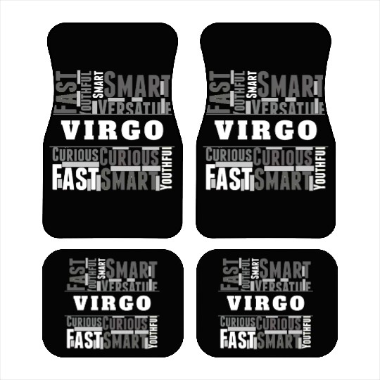 Virgo Zodiac Star Sign Word Cloud Square Monochrom Car Mats