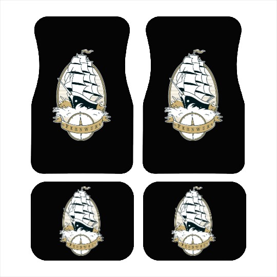 Old school ship waves sea sailing Old school ship Car Mats