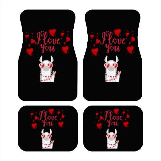 I love you with cute llama Car Mats