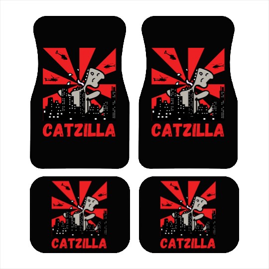 Catzilla funny cat Japanese Sunset Car Mats