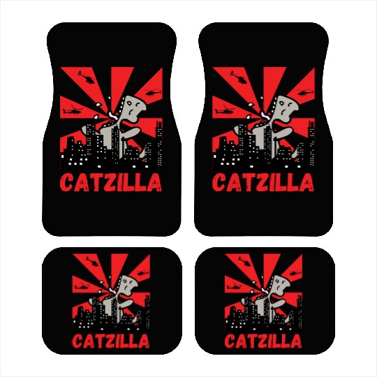 Catzilla funny cat Japanese Sunset Car Mats