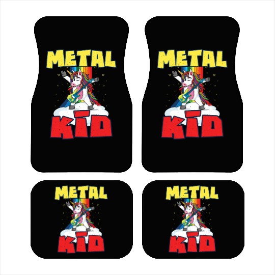 Rock Sign Guitar Unicorn Rainbow Metal Kid Music Car Mats