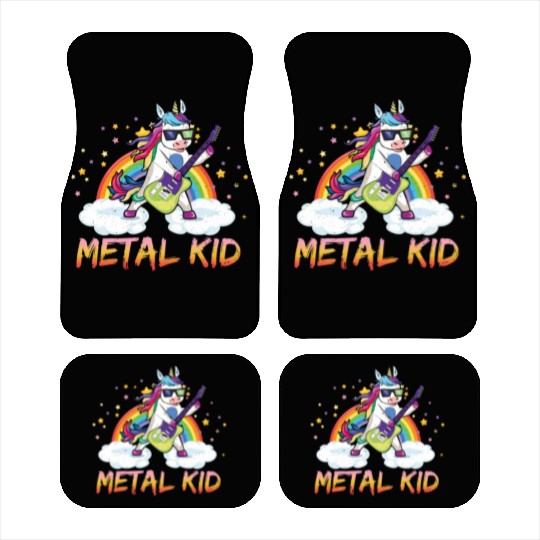 Metal Kid Music Guitar Unicorn Rainbow Heavy Rock Car Mats