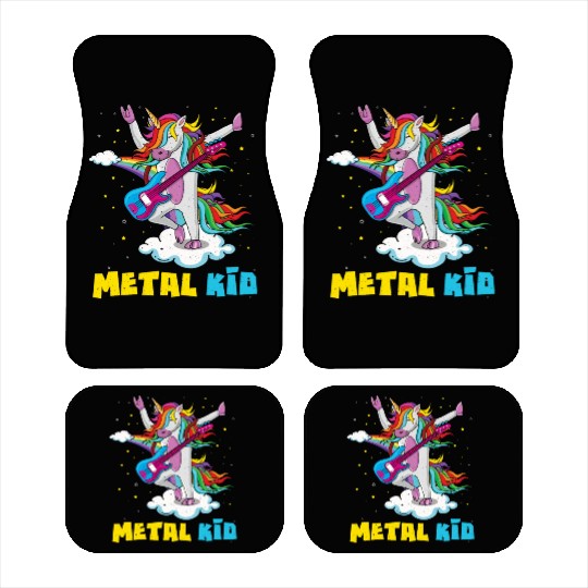 Guitar Unicorn Rainbow Metal Kid Music Rock Sign Car Mats
