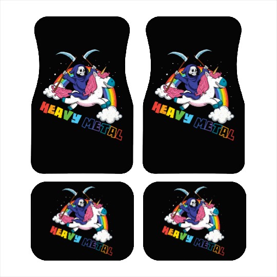 Metal Heavy Unicorn Skeleton Rocker Rock Heavy Car Mats