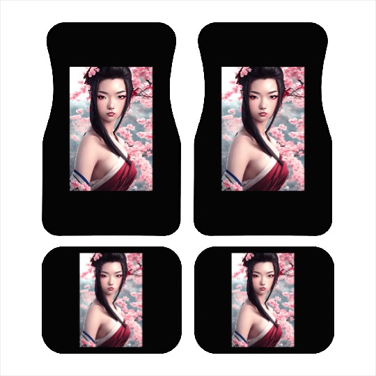 japanese geisha woman Japan wallart sakura pink Car Mats