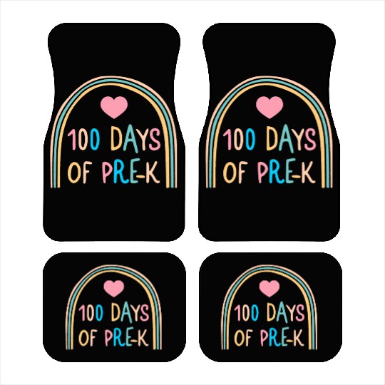 School Car Mats, 100 Days Of Pre-K Rainbow Heart Car Mats