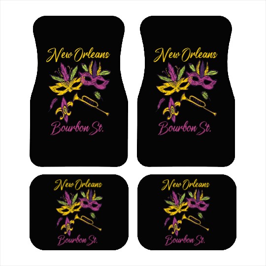 French New Orleans Mardi Gras Souvenir Bourbon Str Car Mats