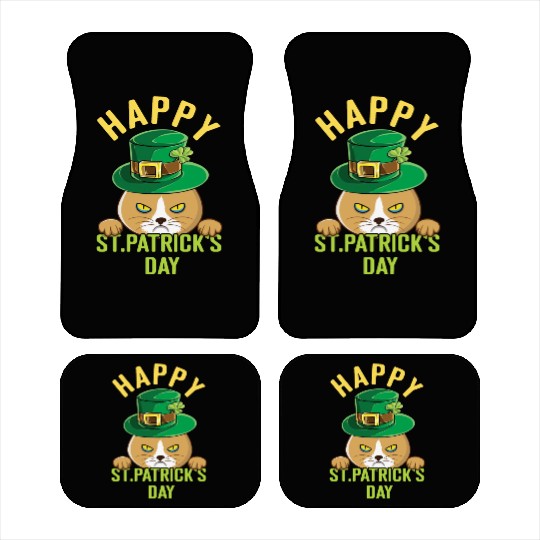 Angry Mad Cat Happy Saint Patrick Day Car Mats
