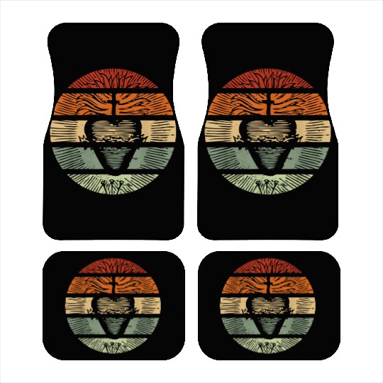 Sacred Heart of Jesus Christ Retro Sunset Art Cath Car Mats