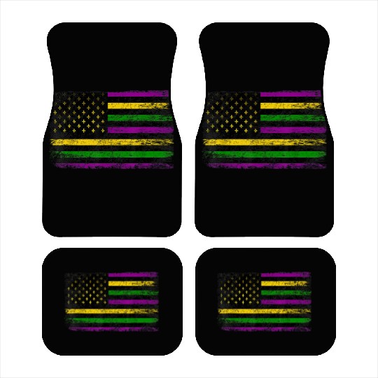 Mardi Gras Flag Green Purple Gold Car Mats