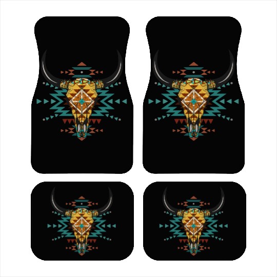 Western Aztec Bull Skull Car Mats