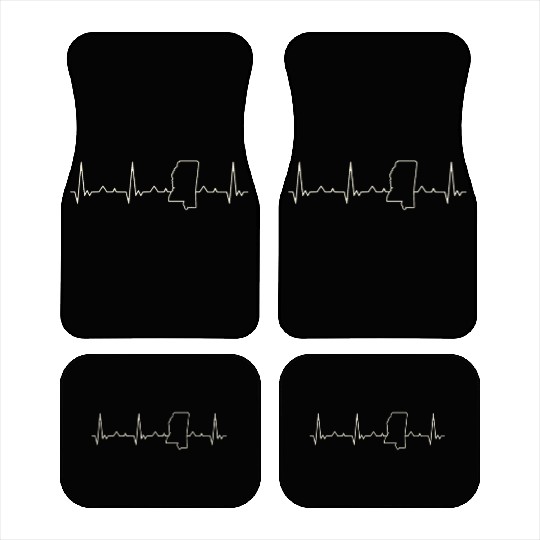Mississippi State USA. Heart. Love. EKG. Pulse. Car Mats