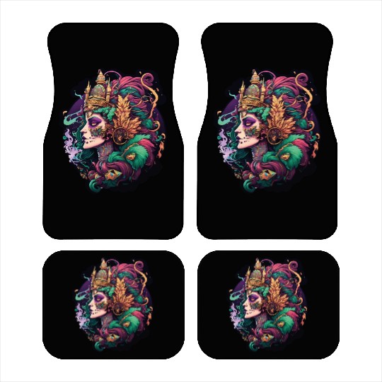 Mardi Gras Mask Queen Car Mats