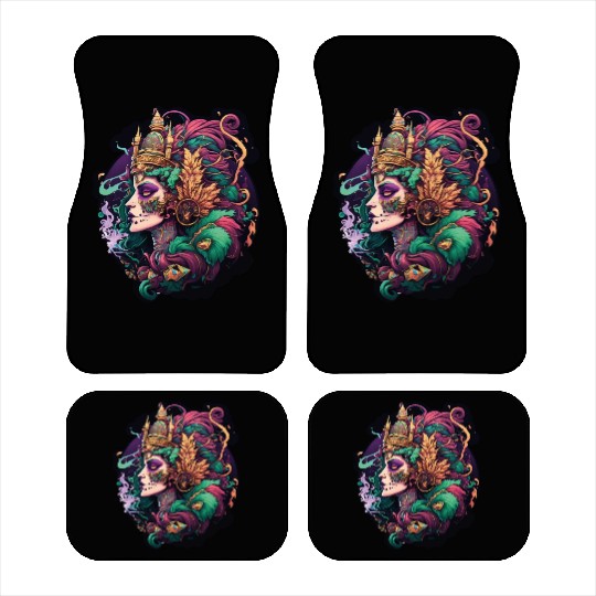Mardi Gras Mask Queen Car Mats