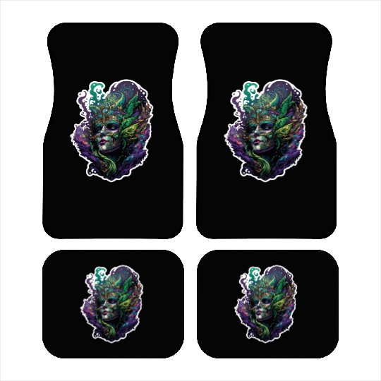 Mardi Gras Mask Queen Car Mats