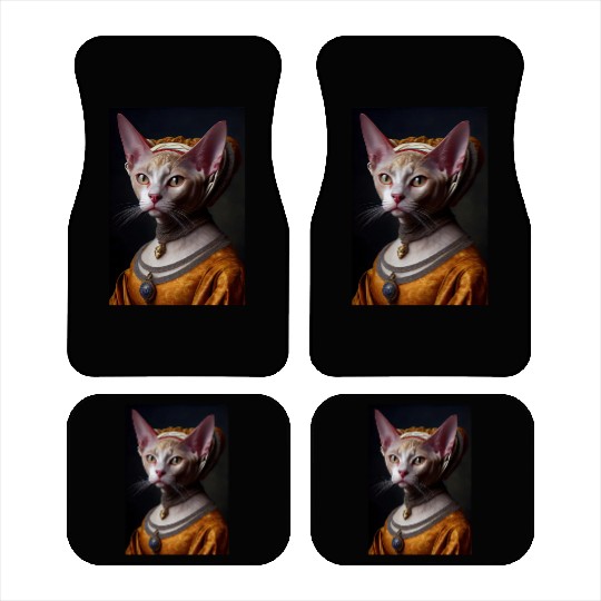Gold Queen Devon Rex Cat Breed Portrait Royal Rena Car Mats