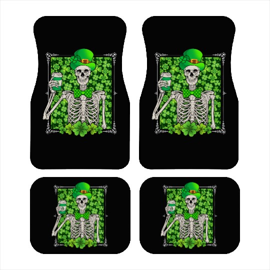 St Patrick's Day Skeleton Shamrock Lucky Car Mats