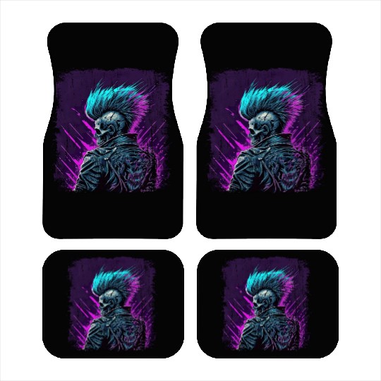 Apocalyptic Neon Retro Punk Zombie Car Mats