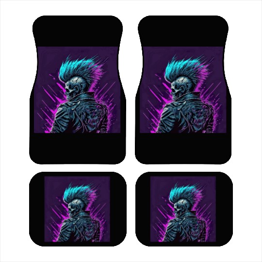 Synthwave Zombie Skull Car Mats
