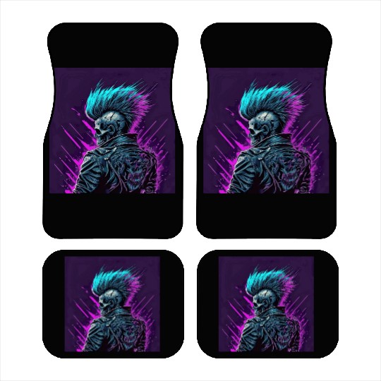 Synthwave Zombie Skull Car Mats