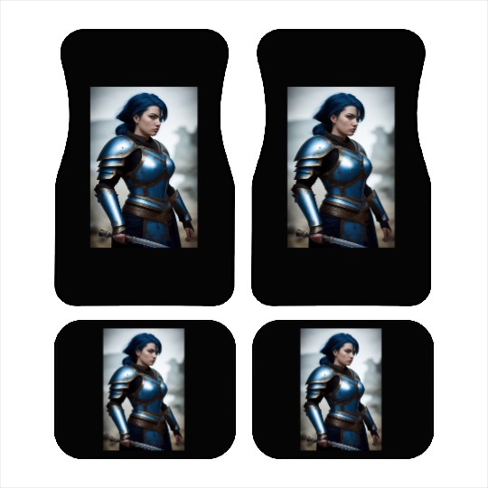 Azura - Warrior Lady Blue in Battle Car Mats