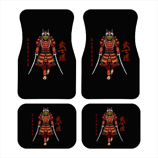 Japanese samurai warrior dark red mask Car Mats