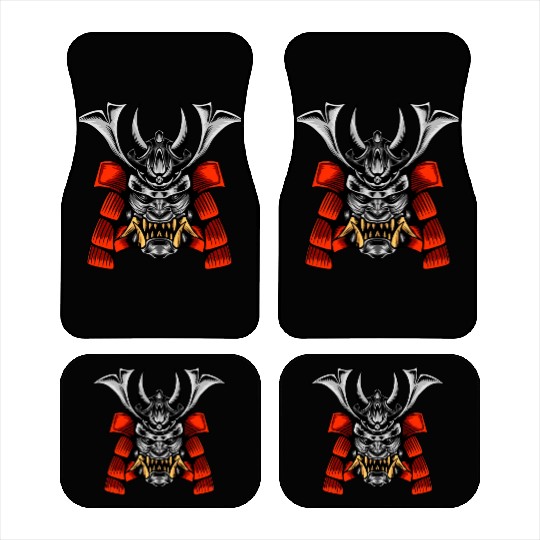 Japanese samurai warrior devil grey and red mask Car Mats