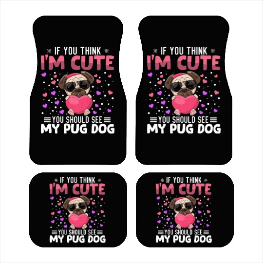 Pug Dog Heart Valentine's Day Animal For Womens Car Mats