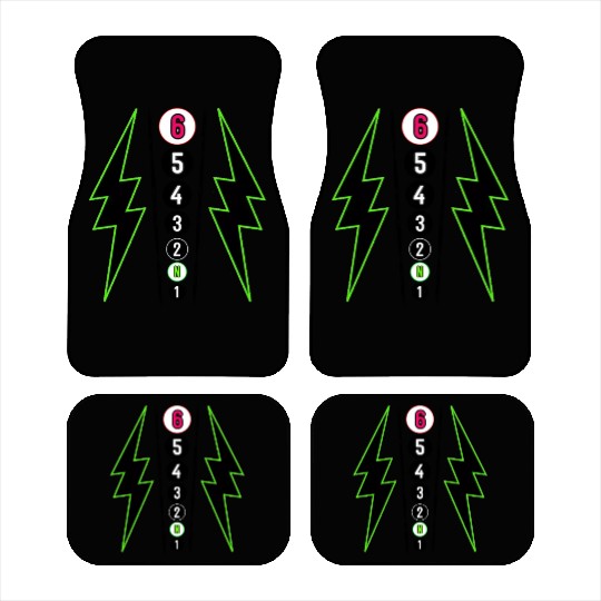 GREEN LIGHTNING BOLT MOTORCYCLE SHIFT PATTERN Car Mats