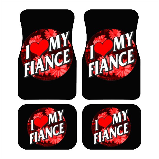 Valentines Car Mats, I Love My Fiance Heart Floral