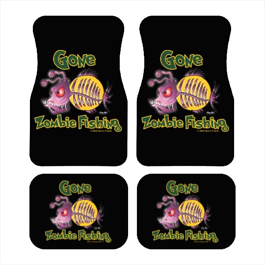 Ghoulish Zombie Fish Cartoon Design Car Mats