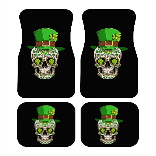 St Patricks Day Irish Sugar Skull Day Of Dead Car Mats