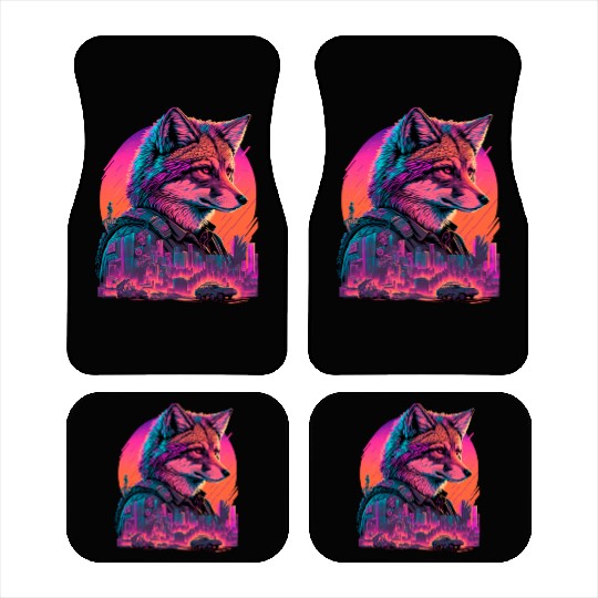 Retro Futuristic Synthwave Fox Car Mats