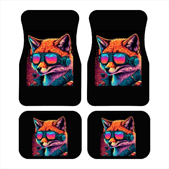 Retro Futuristic Synthwave Fox Car Mats
