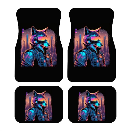 Retro Futuristic Synthwave Fox Car Mats