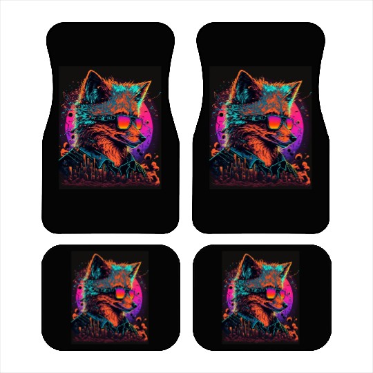 Retro Futuristic Synthwave Fox Car Mats