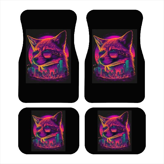 Retro Futuristic Synthwave Fox Car Mats
