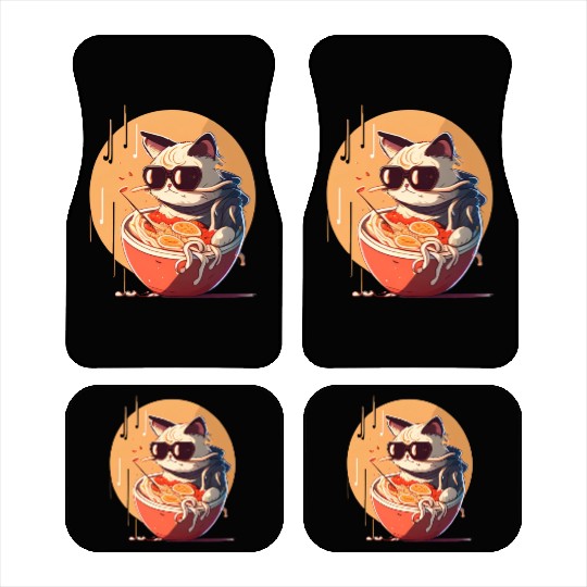 cat eating Chinese food,cute design for Meow lover Car Mats