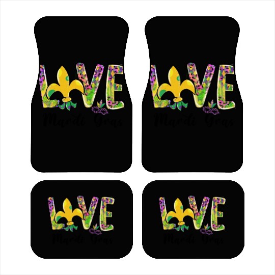 New Orleans Kids Girls Love Mardi Gras Outfit Car Mats