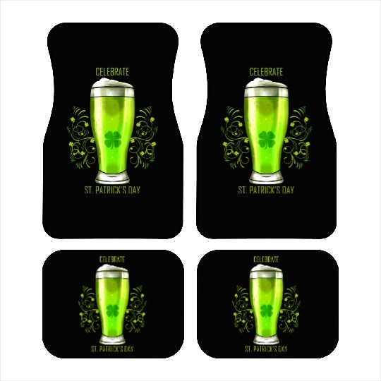 Glass Of Green Beer To Celebrate St Patricks Day Car Mats