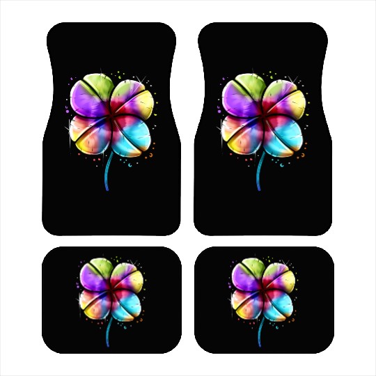 LGBTQ Colorful Four Leaf Clover Shamrock St Car Mats