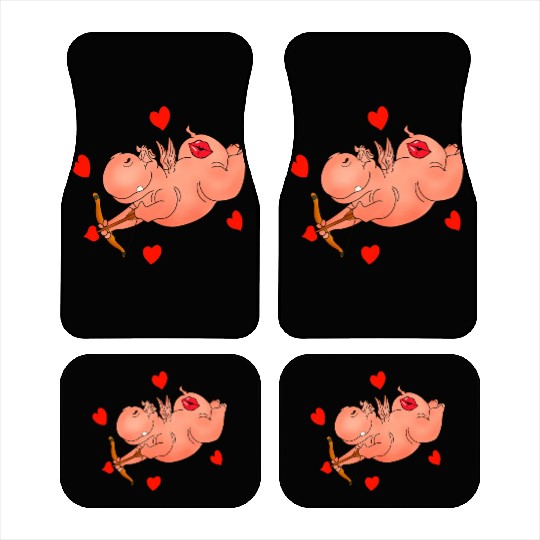 Hippo Cupid. Happy Valentine's Day Car Mats