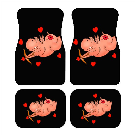Hippo Cupid. Happy Valentine's Day Car Mats