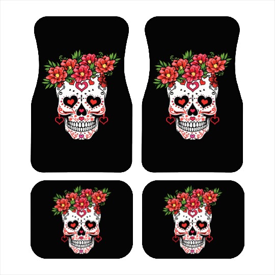 Valentines Sugar Bone Muertos Day Halloween Car Mats