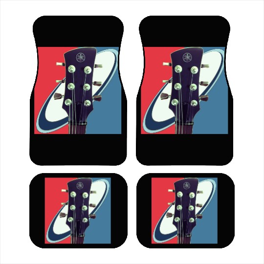 Red White Blue Rock and Roll Themed Guitar Car Mats