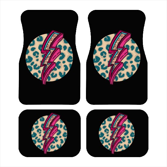 Cheetah Print Lightning Bolt Car Mats